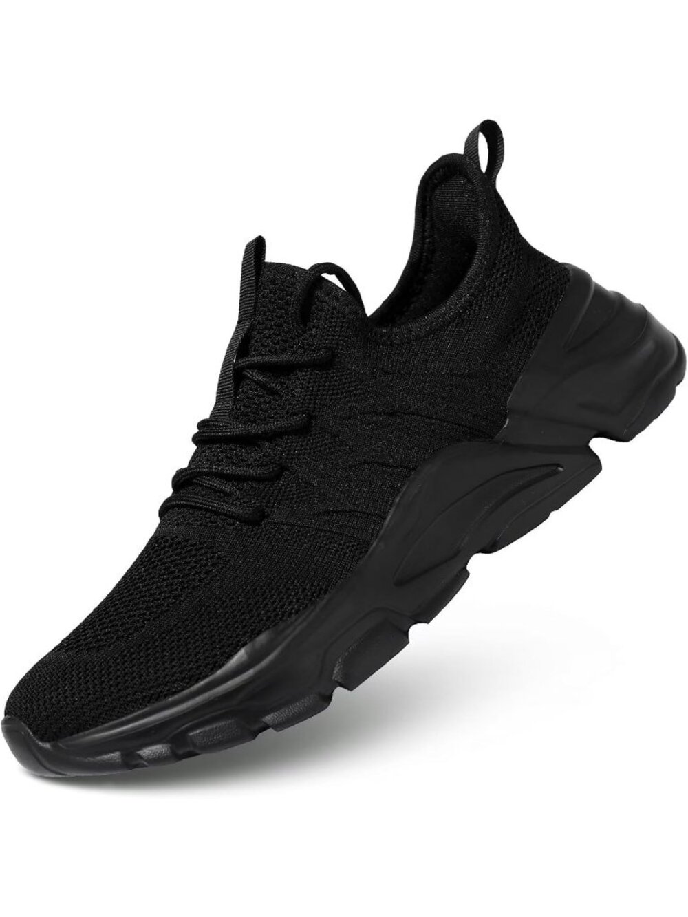 Men's Black Lightweight Breathable Mesh Athletic Walking Slip On Running Sneaker